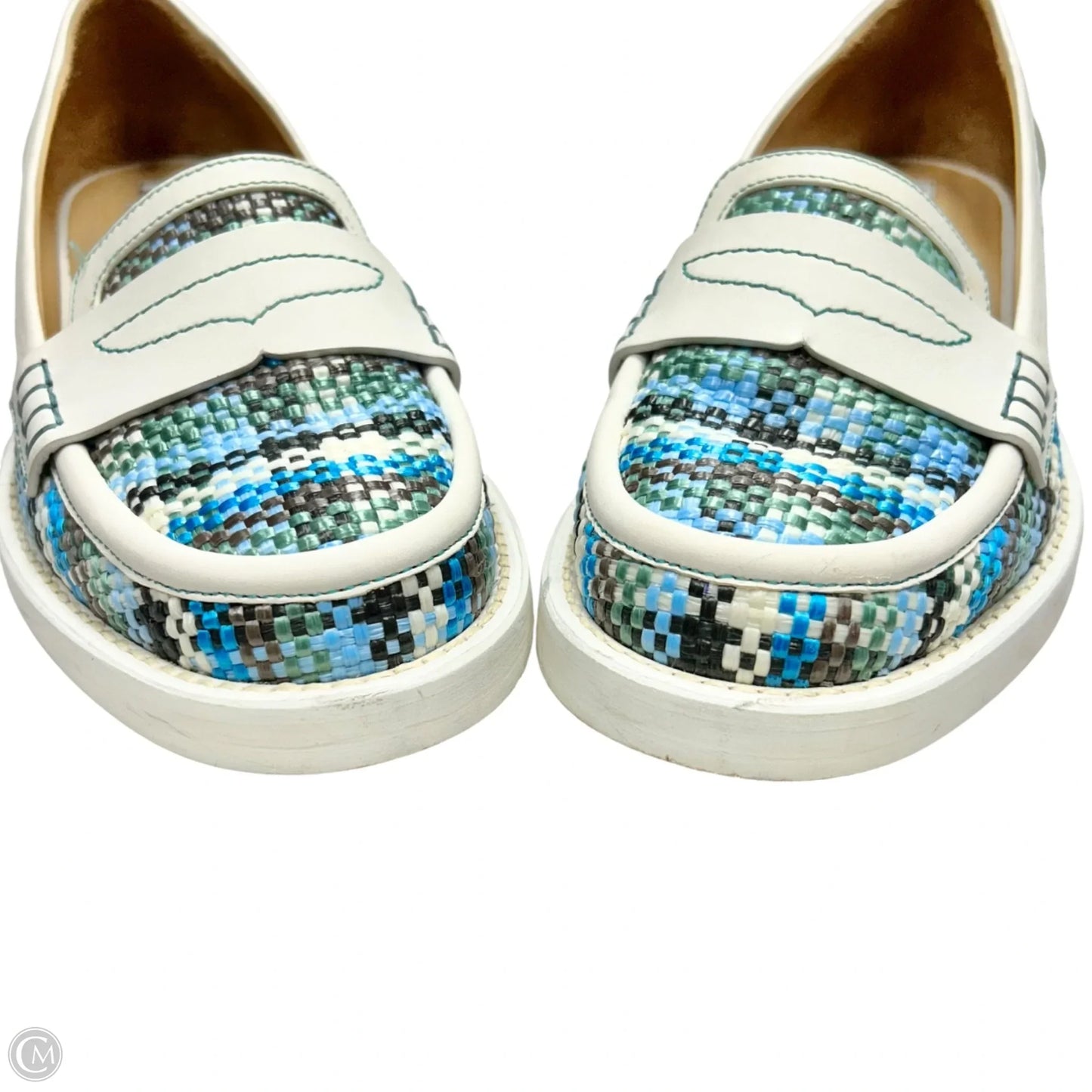 Shoes Flats By Rochas In Blue & White, Size: 8.5