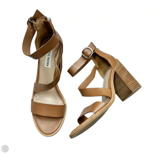 Sandals Heels Block By Steve Madden In Brown, Size: 9.5