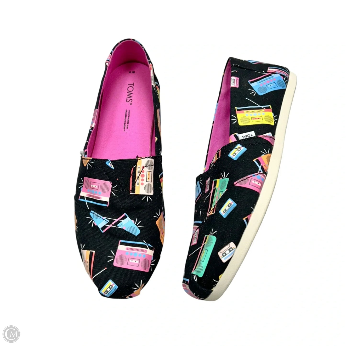 Shoes Flats By Toms In Black & Pink, Size: 9