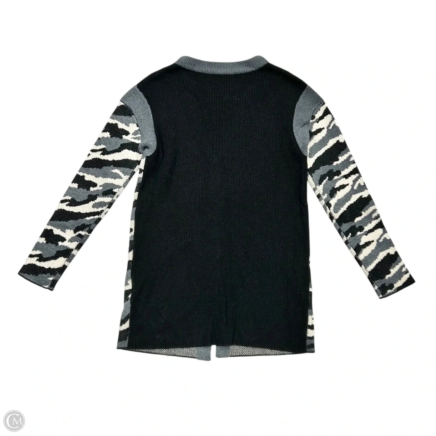 Sweater Cardigan Designer By Diane Von Furstenberg In Black & Grey, Size: S