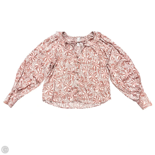 Blouse Long Sleeve By Anthropologie In Pink, Size: L