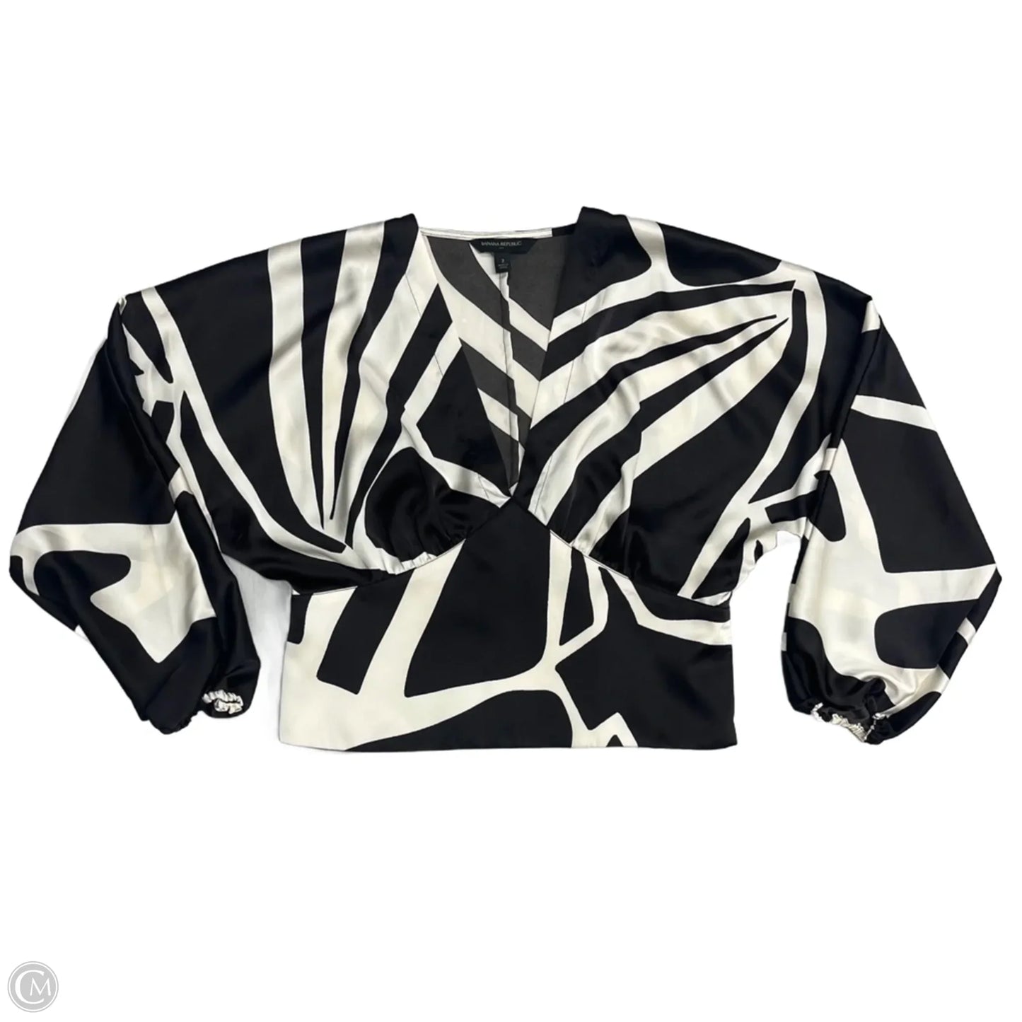 Blouse 3/4 Sleeve By Banana Republic In Brown & Cream, Size: Xs