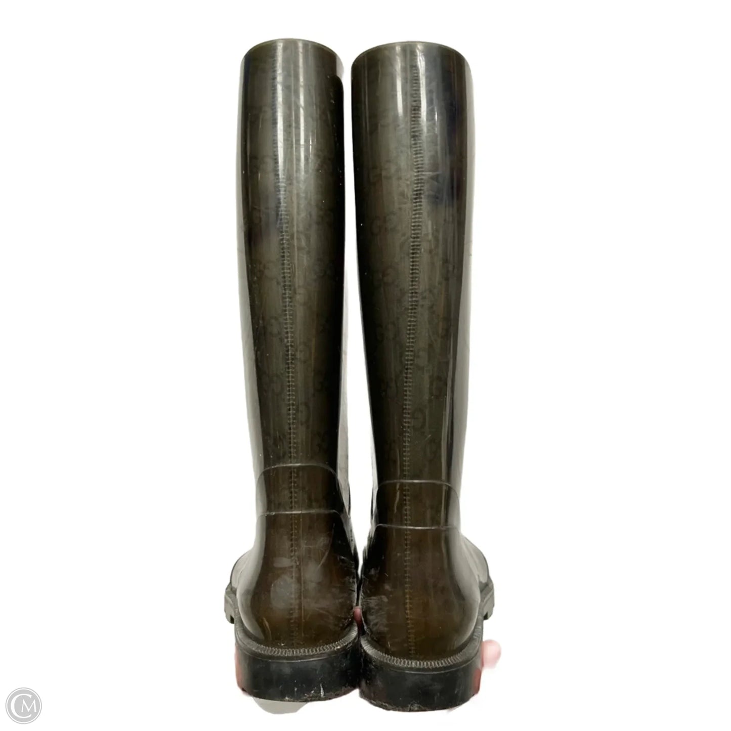 Boots Luxury Designer By Gucci In Brown, Size: 6.5