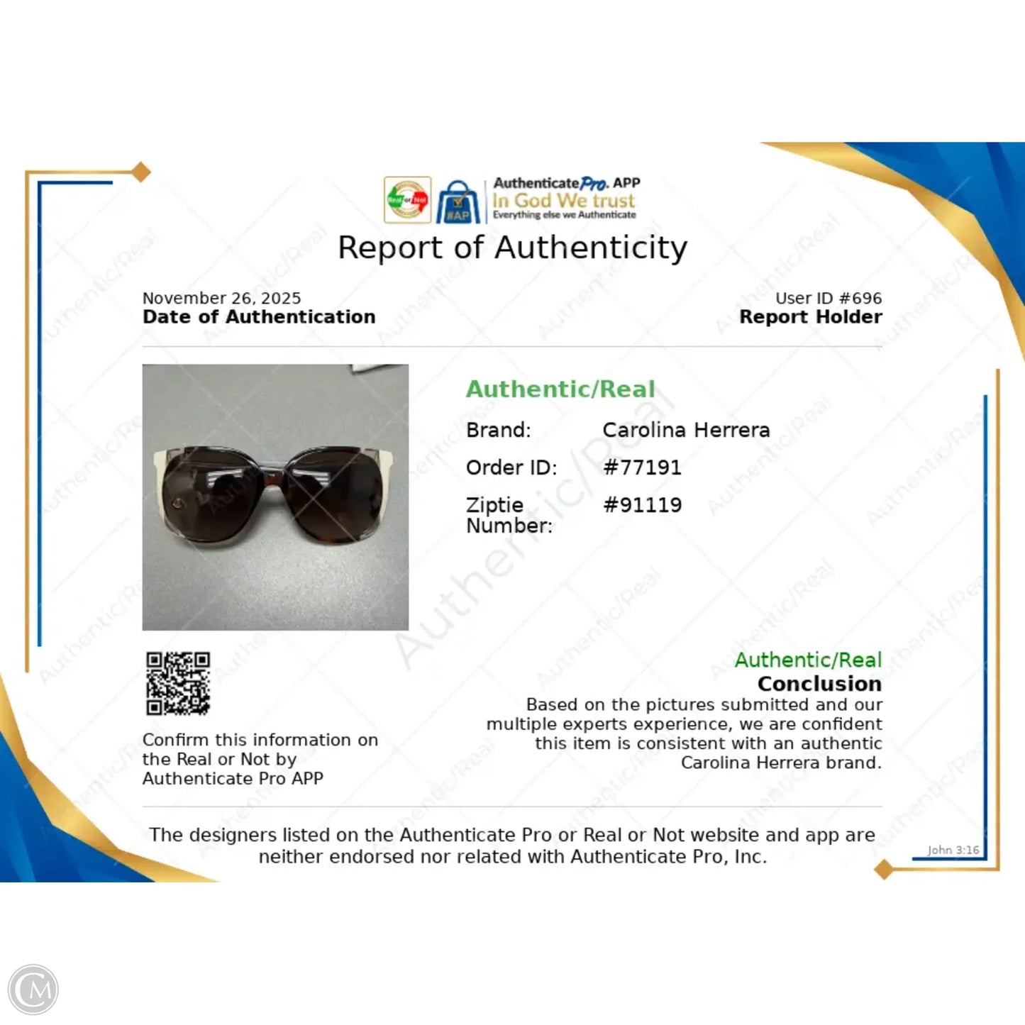 Sunglasses Designer By Carolina Herrera