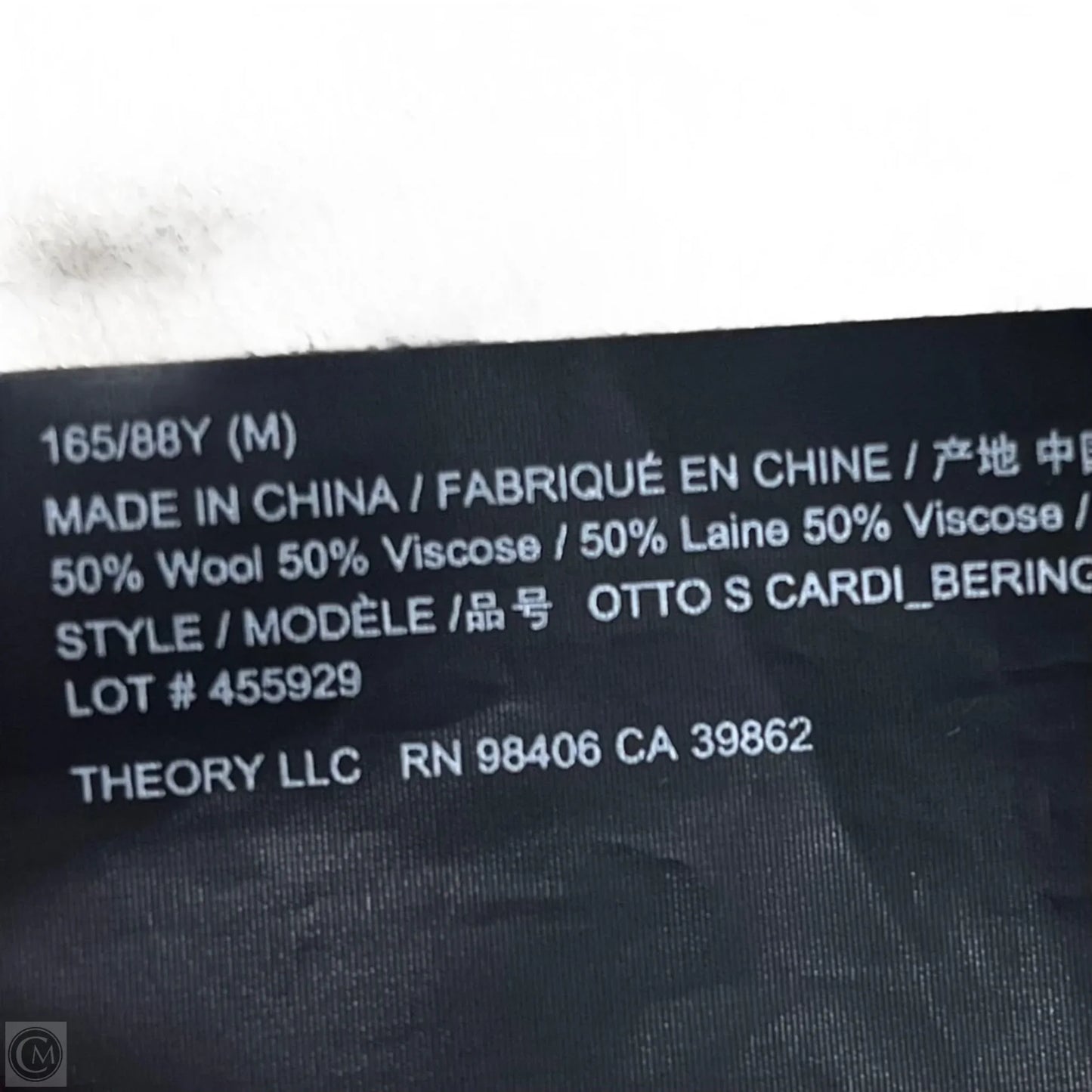 Cardigan By Theory In Black & Tan, Size: M