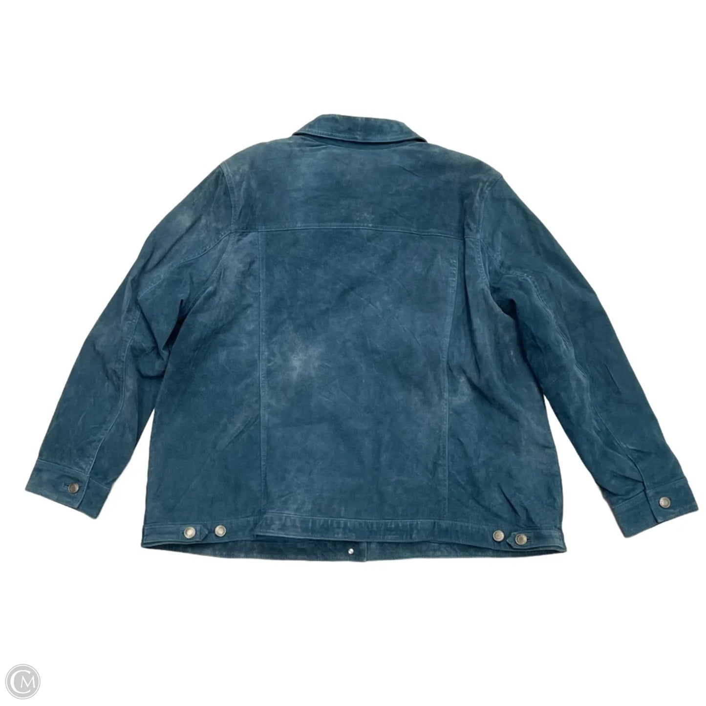 Jacket Leather By Denim And Company In Teal, Size: 2x