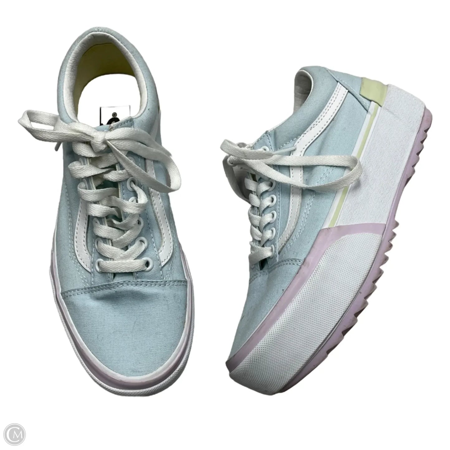 Shoes Sneakers Platform By Vans In Blue & White, Size: 8