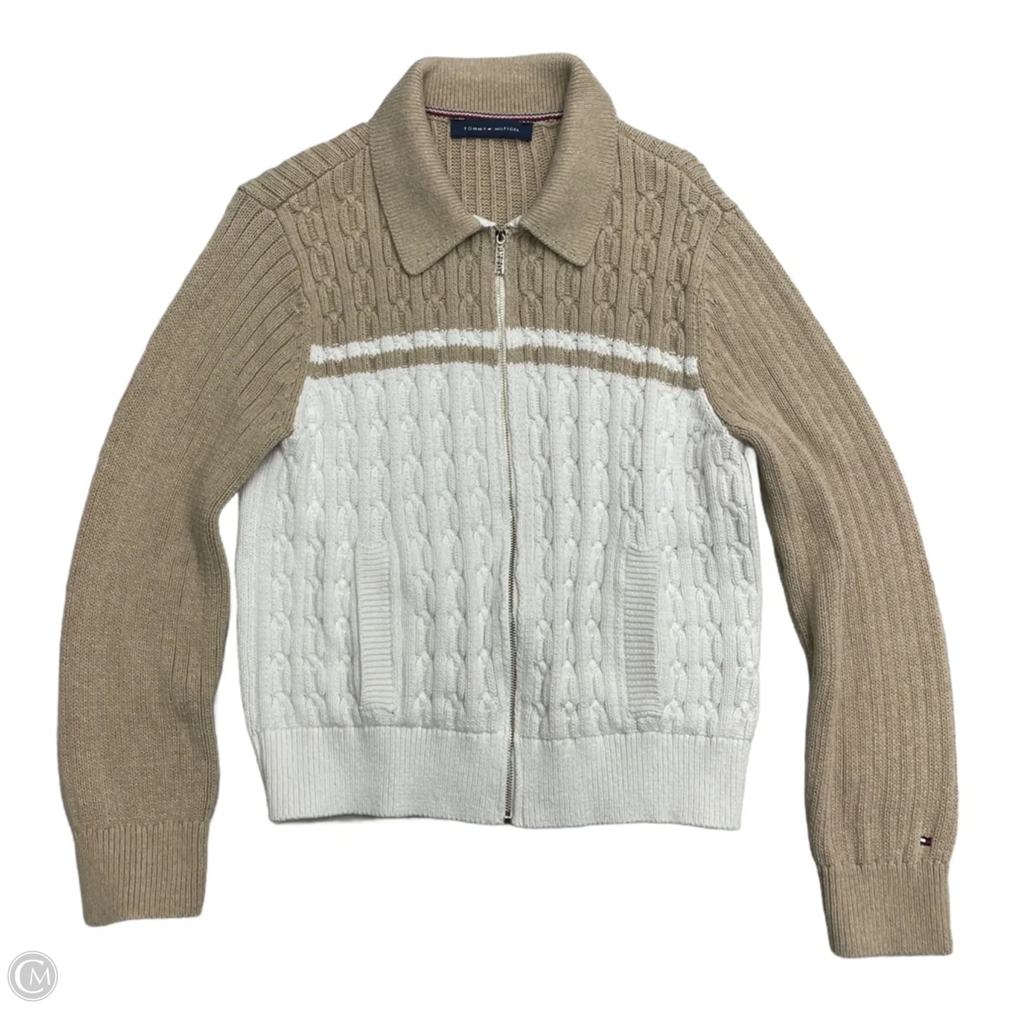 Sweater By Tommy Hilfiger In Brown & Cream, Size: M
