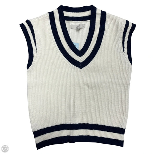 Vest Sweater By Loft In Blue & White, Size: Xxsp