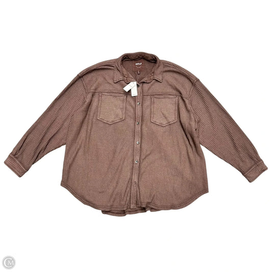 Jacket Shirt By Aerie In Brown, Size: Xl