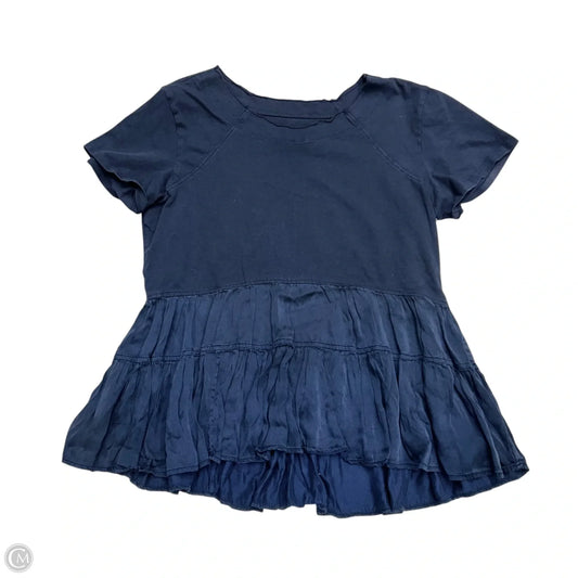 Top Short Sleeve By Anthropologie In Navy, Size: S