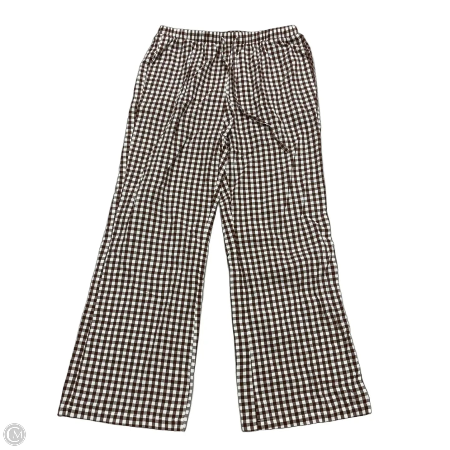 Pants Wide Leg In Brown & Cream, Size: M
