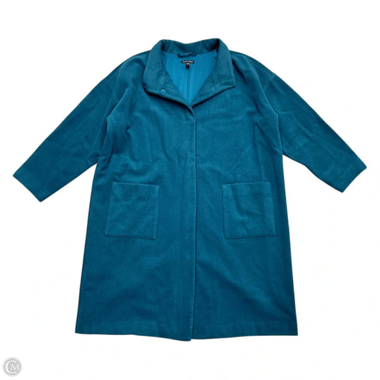 Coat Peacoat By Eileen Fisher In Teal, Size: 1x