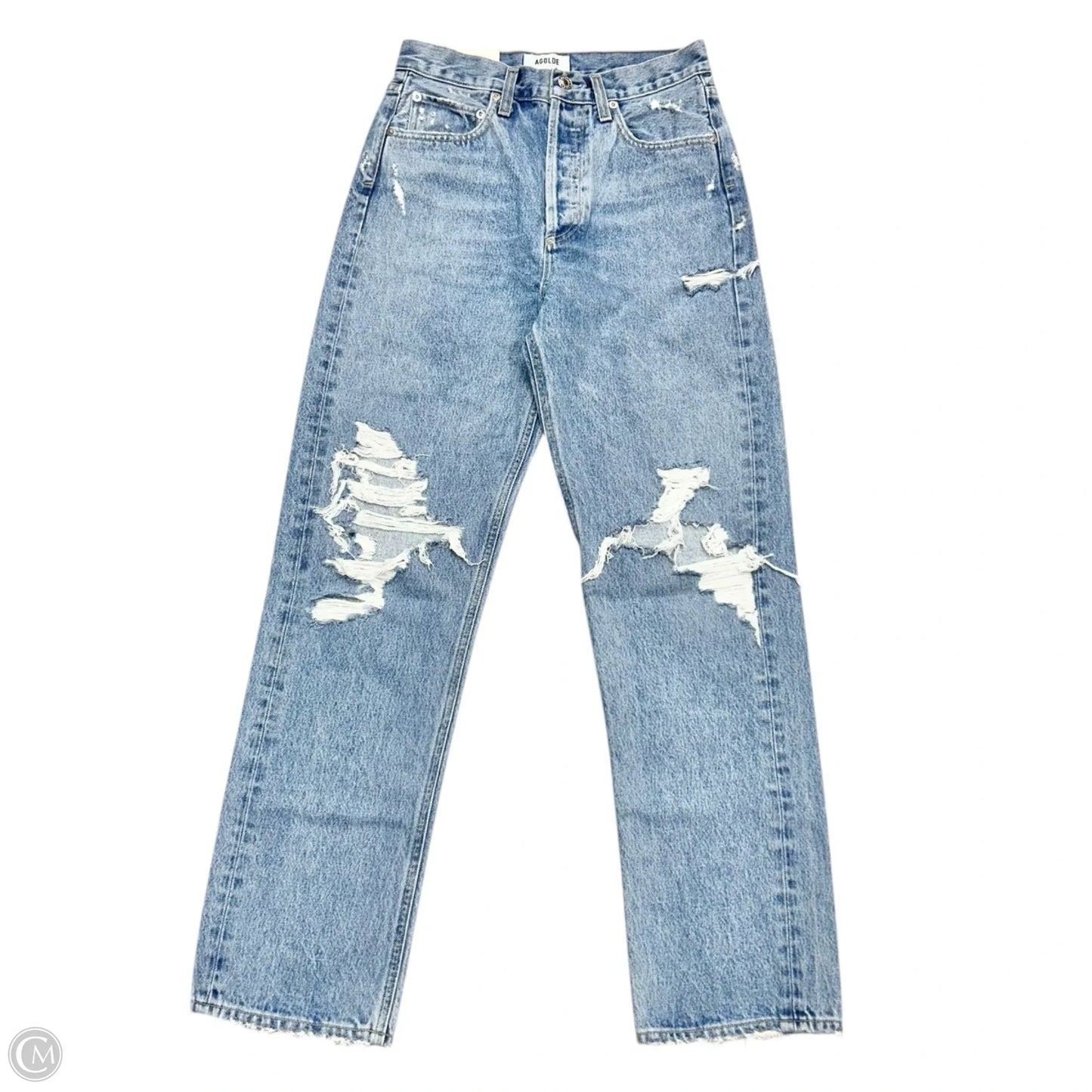 Jeans Straight By Agolde In Blue Denim, Size: 0