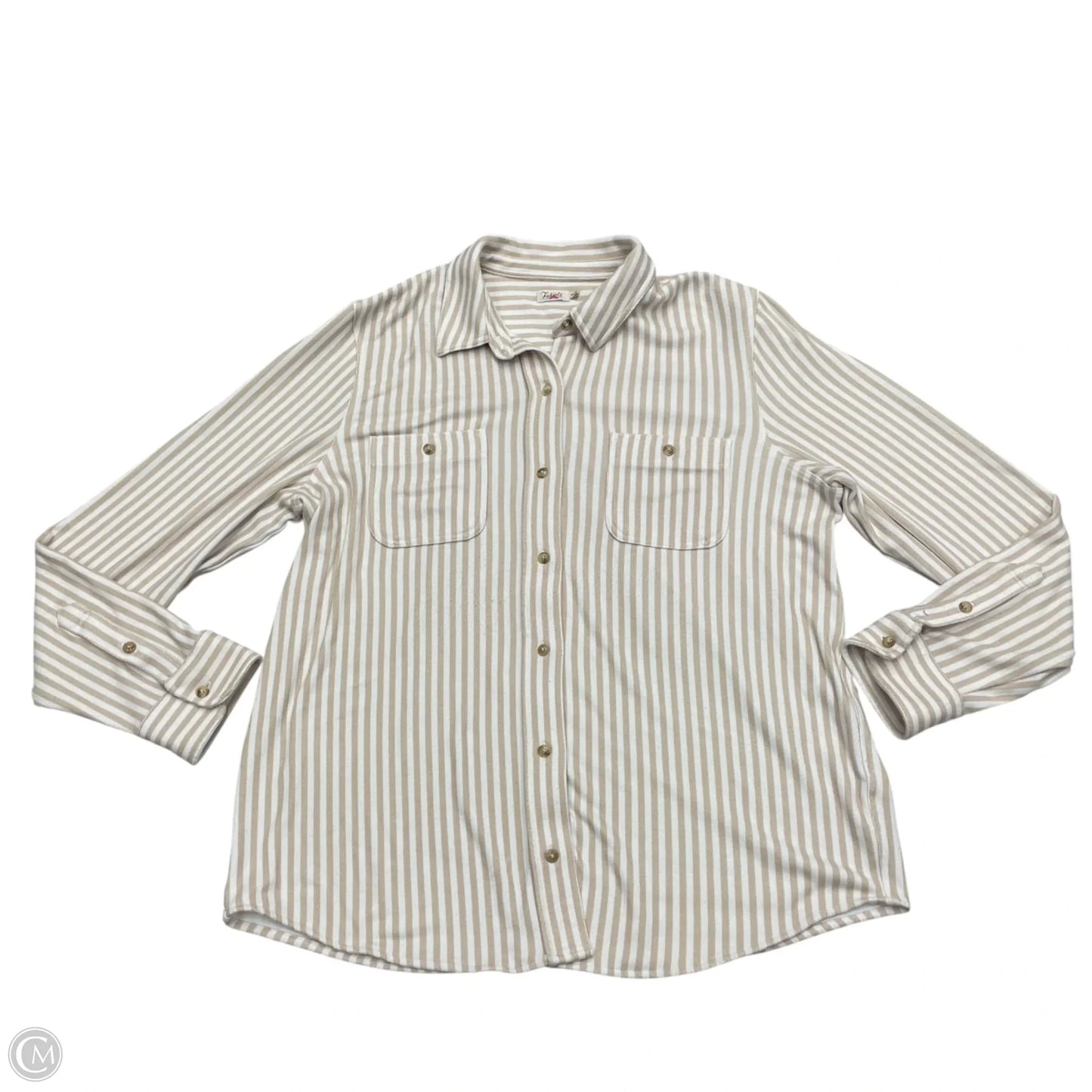 Top Long Sleeve By Faherty In Cream & White, Size: Xl