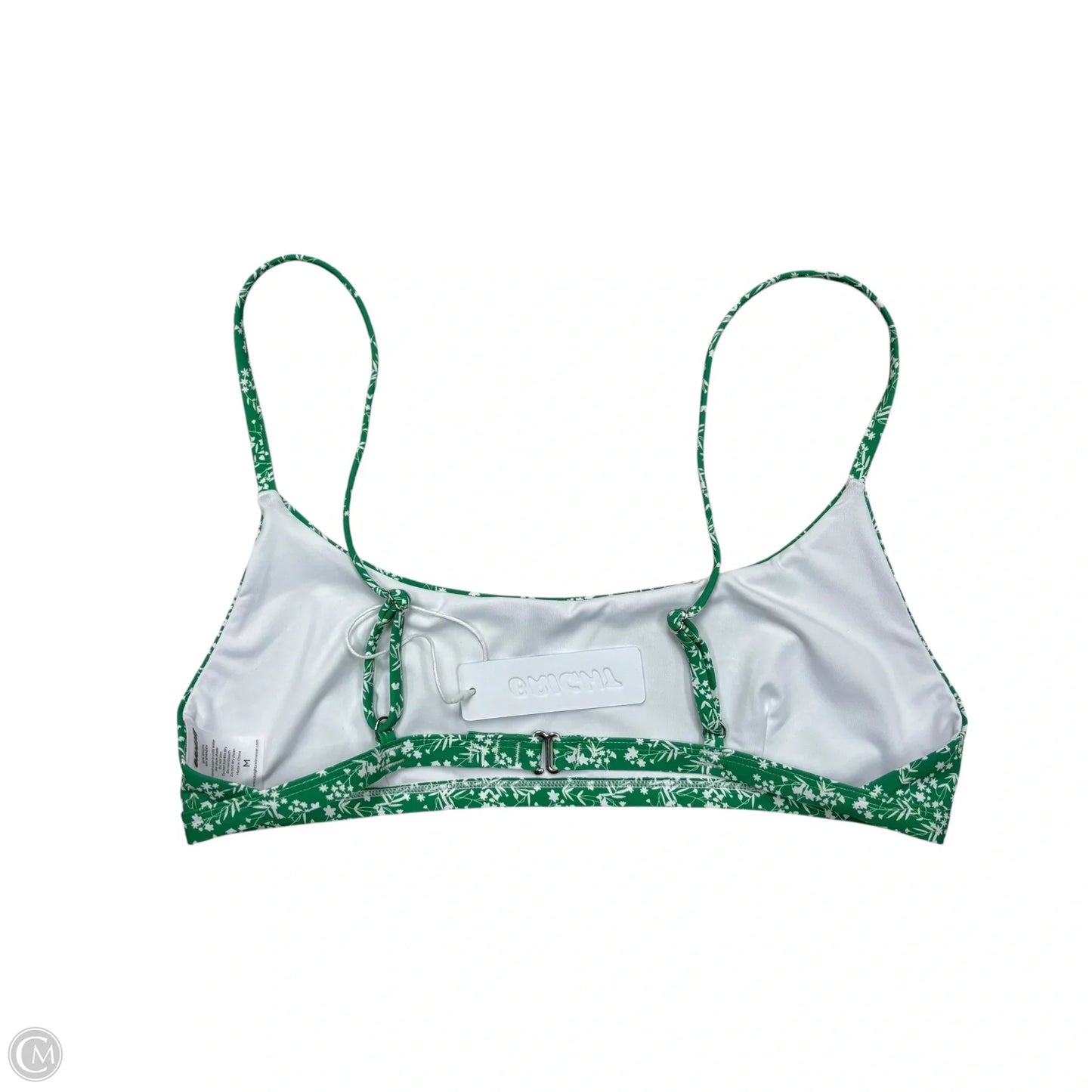 Swimsuit Top By Bright In Green & White, Size: M
