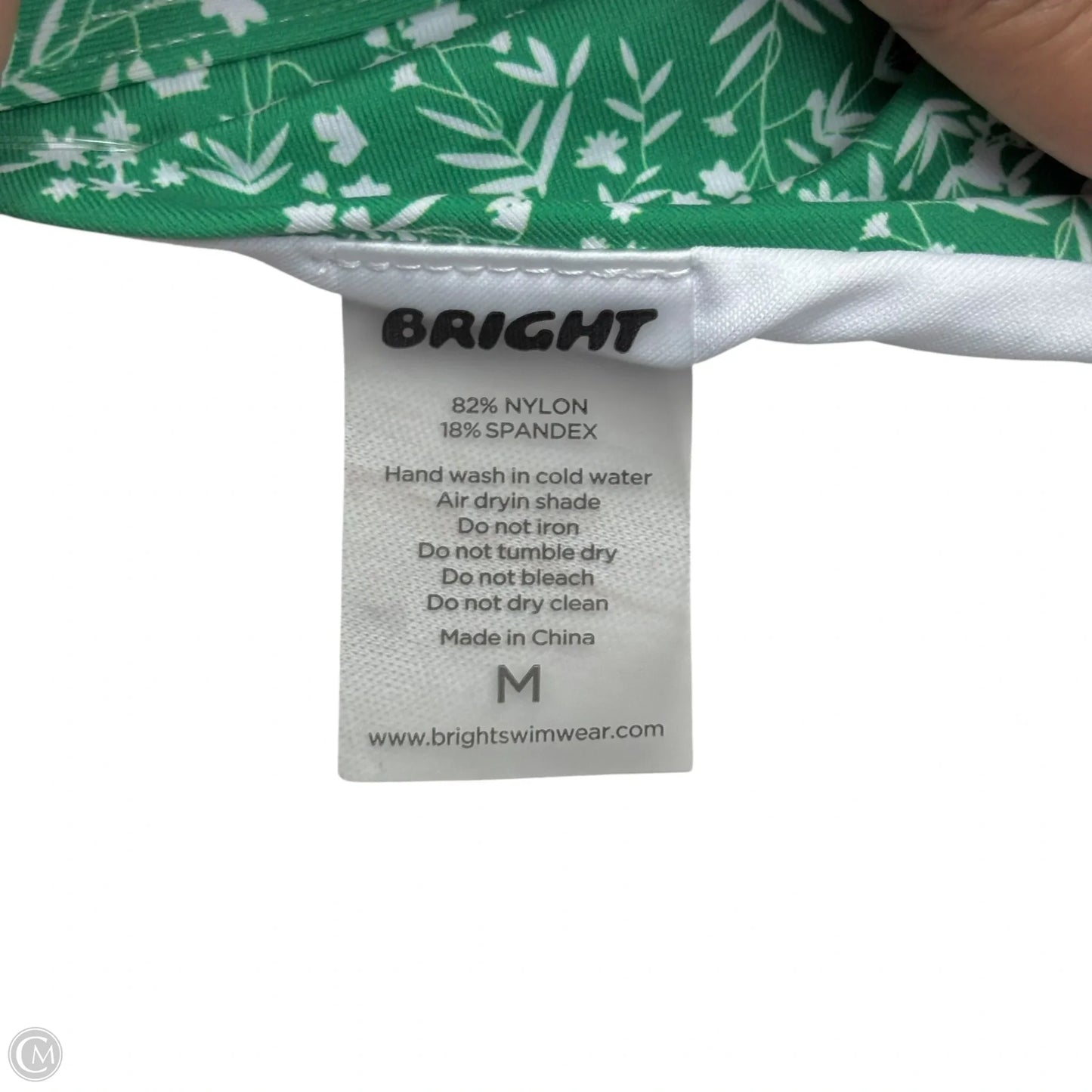 Swimsuit Top By Bright In Green & White, Size: M