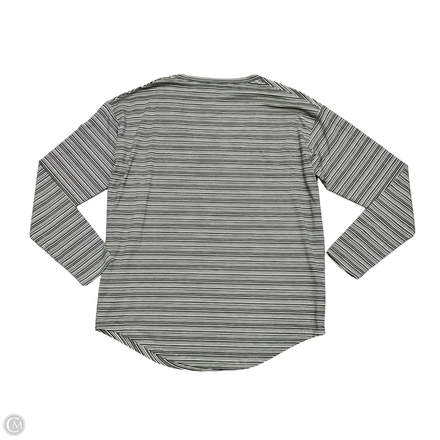 Athletic Top Long Sleeve Collar By Athleta In Black & Cream, Size: M