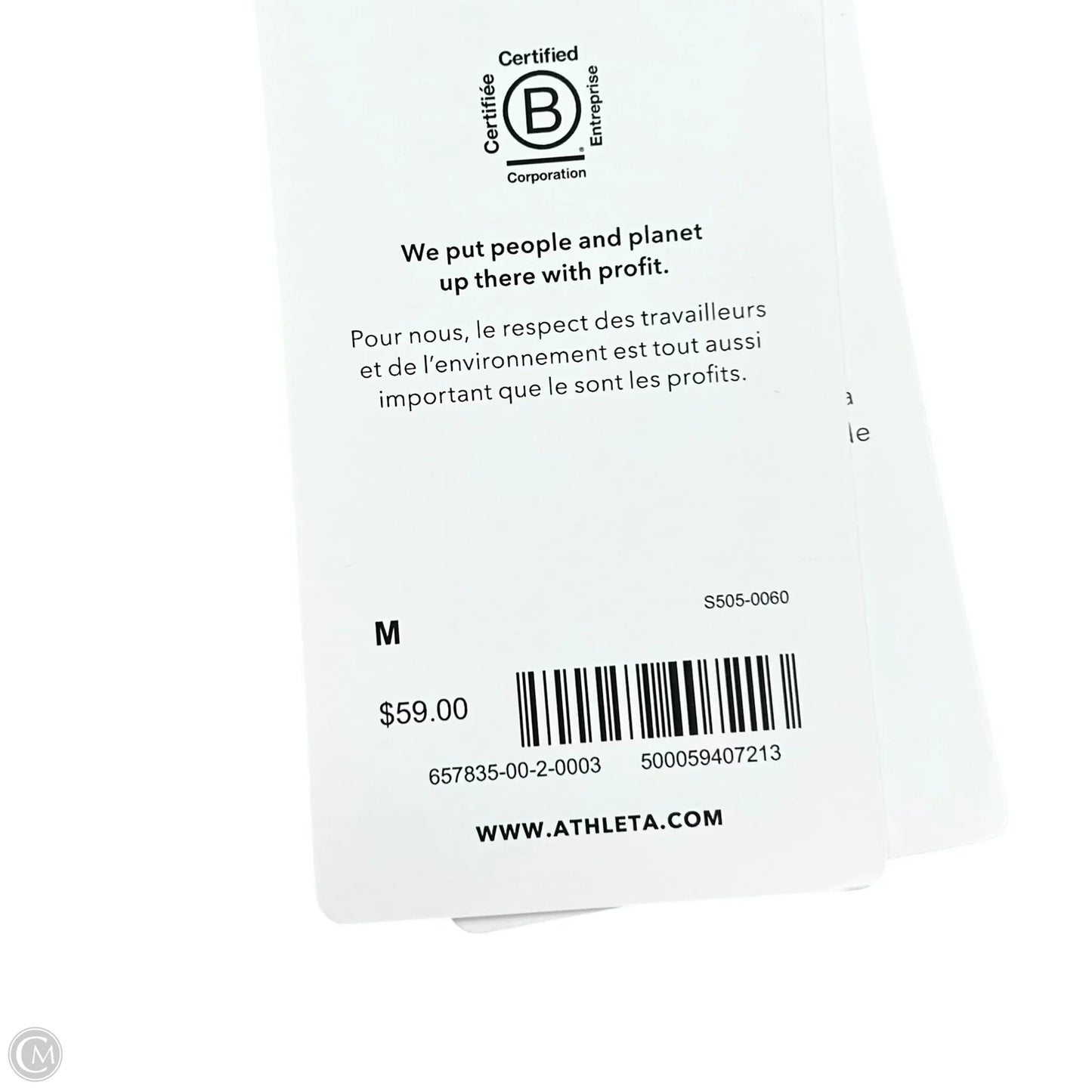 Athletic Top Long Sleeve Collar By Athleta In Black & Cream, Size: M