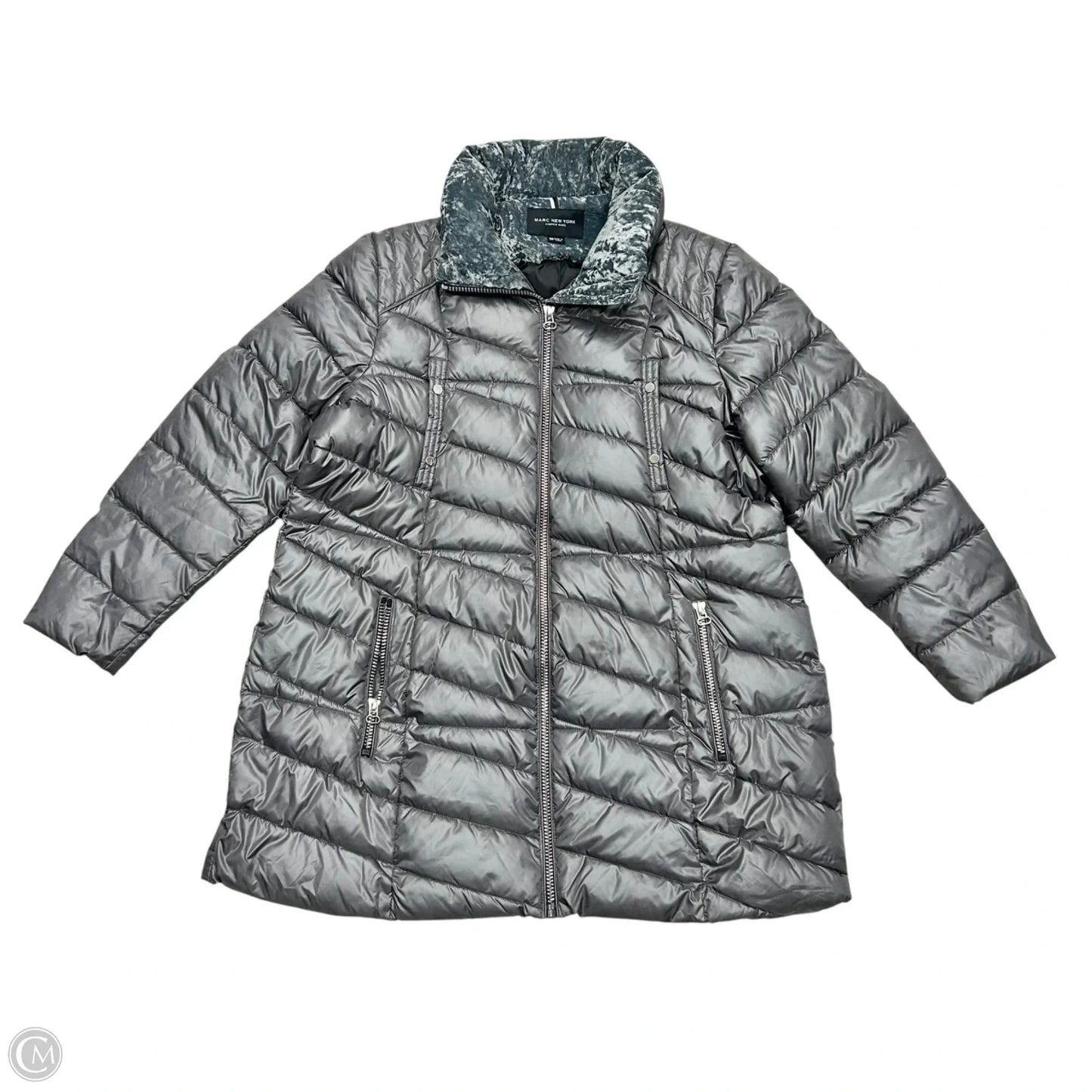 Coat Puffer & Quilted By Marc New York In Grey, Size: 2x