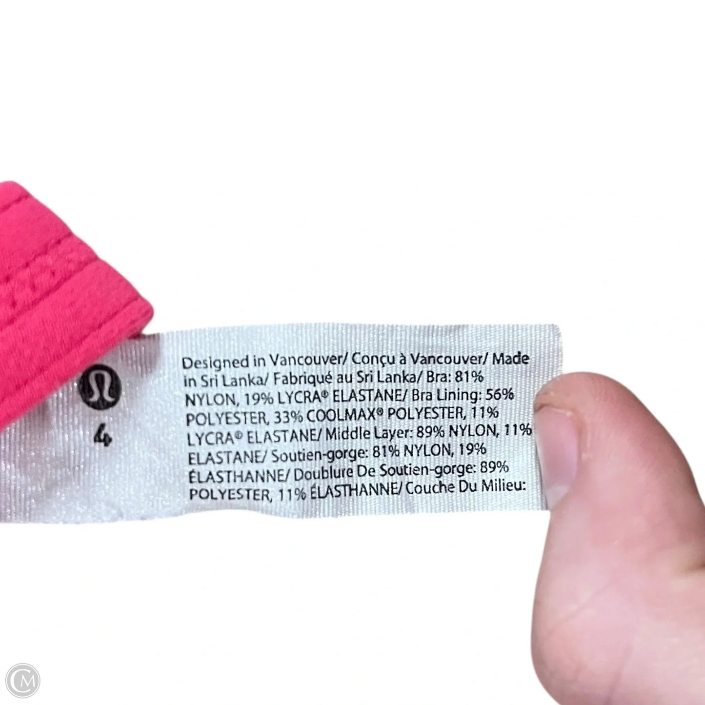 Athletic Bra By Lululemon In Pink, Size: S