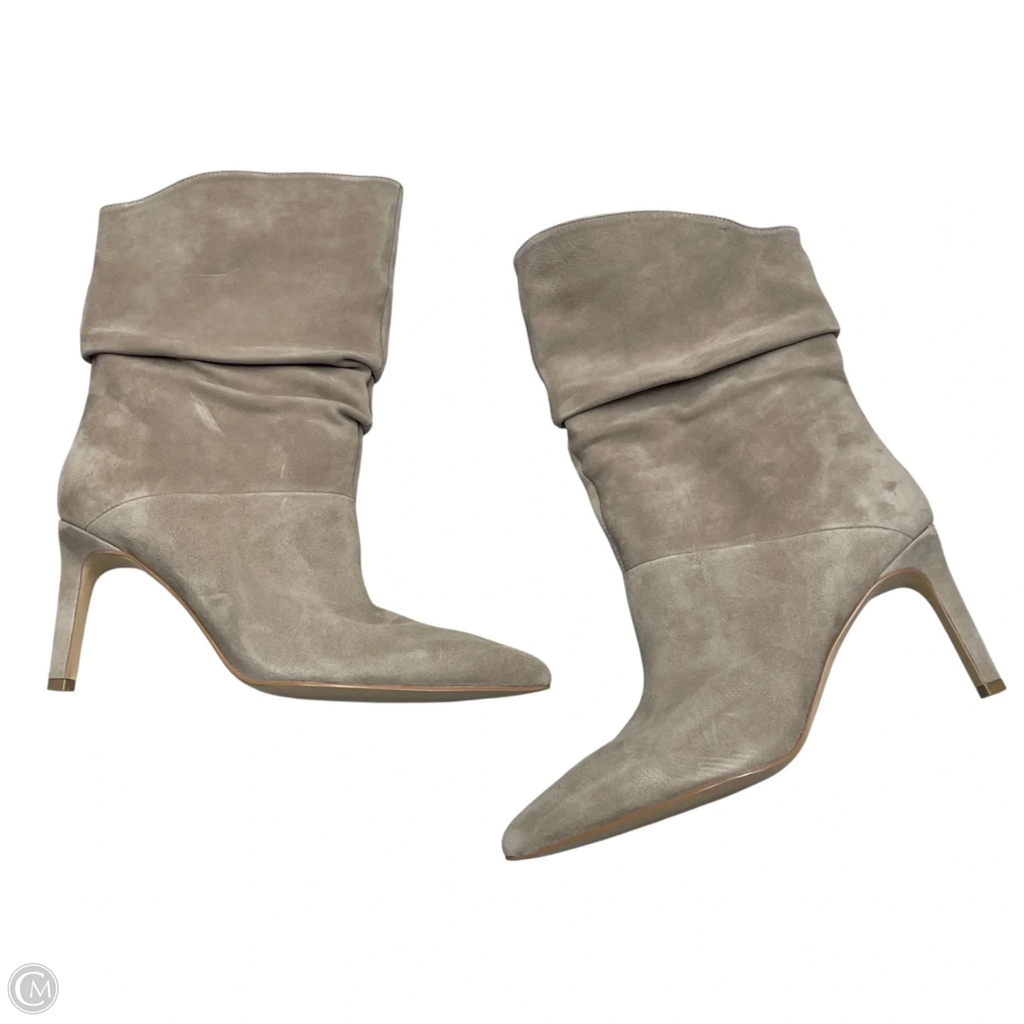 Boots Mid-calf Heels By Marc Fisher In Beige, Size: 8.5