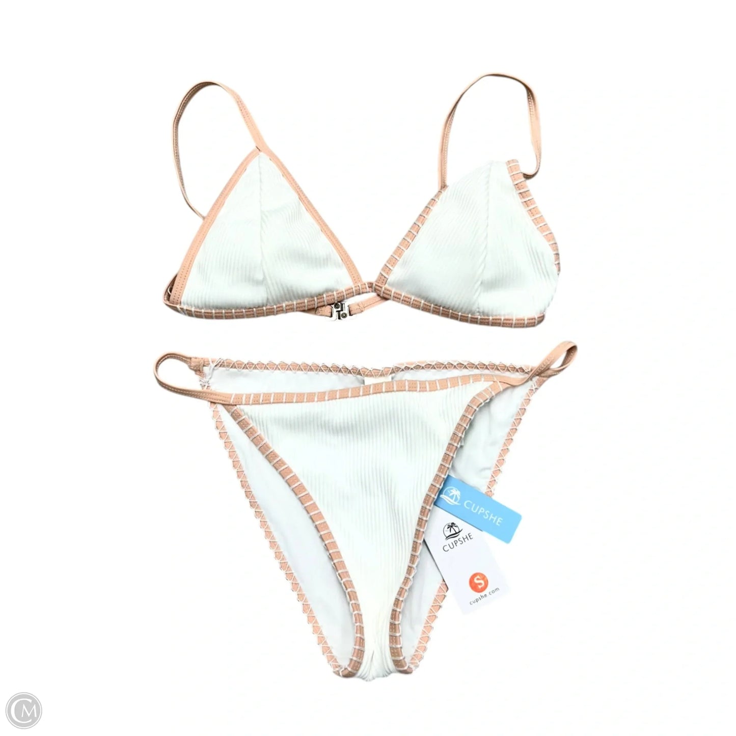 Swimsuit 2pc By Cupshe In Pink & White, Size: S