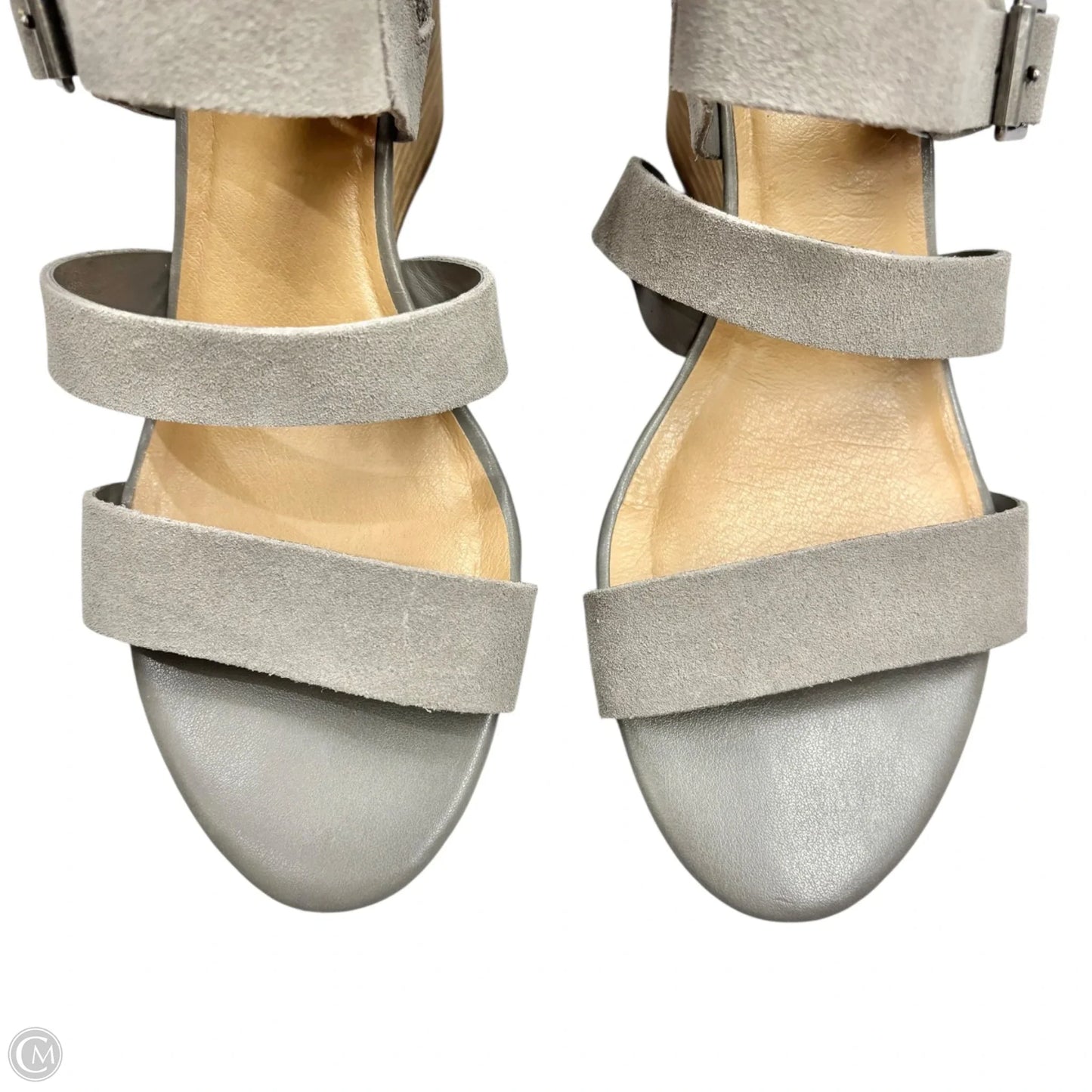 Sandals Heels Wedge By Crown Vintage In Grey, Size: 9