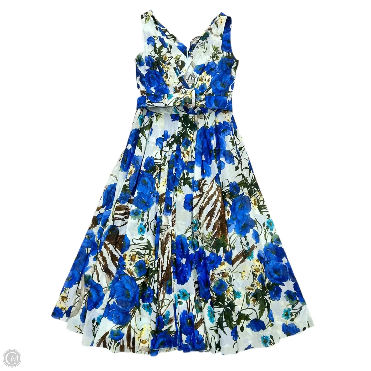 Dress Party Long By Samantha Sung In Blue & White, Size: S