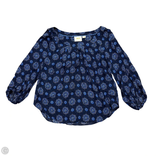Top Long Sleeve By Maeve In Blue & White, Size: S