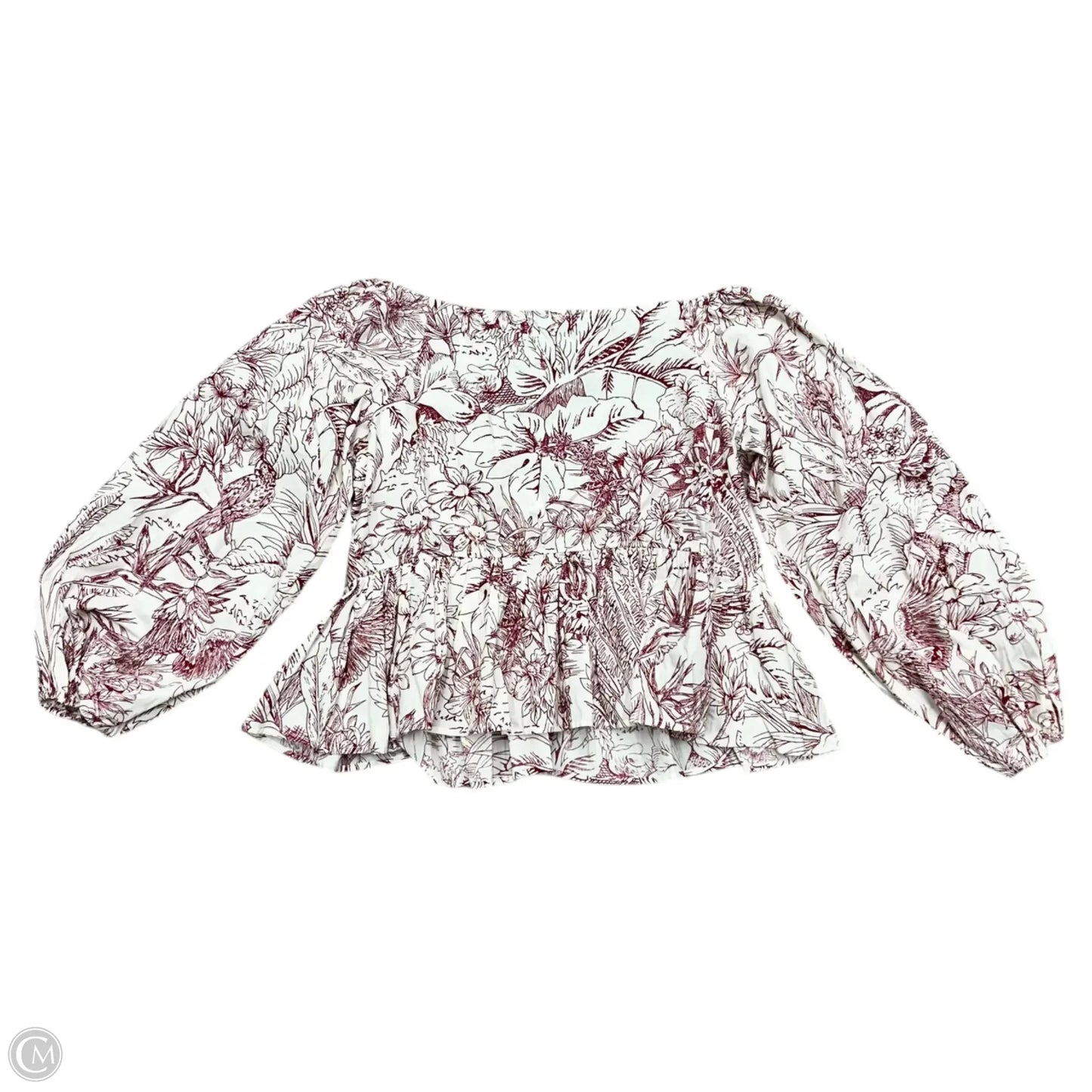 Blouse Long Sleeve By Express In Red & White, Size: Xl