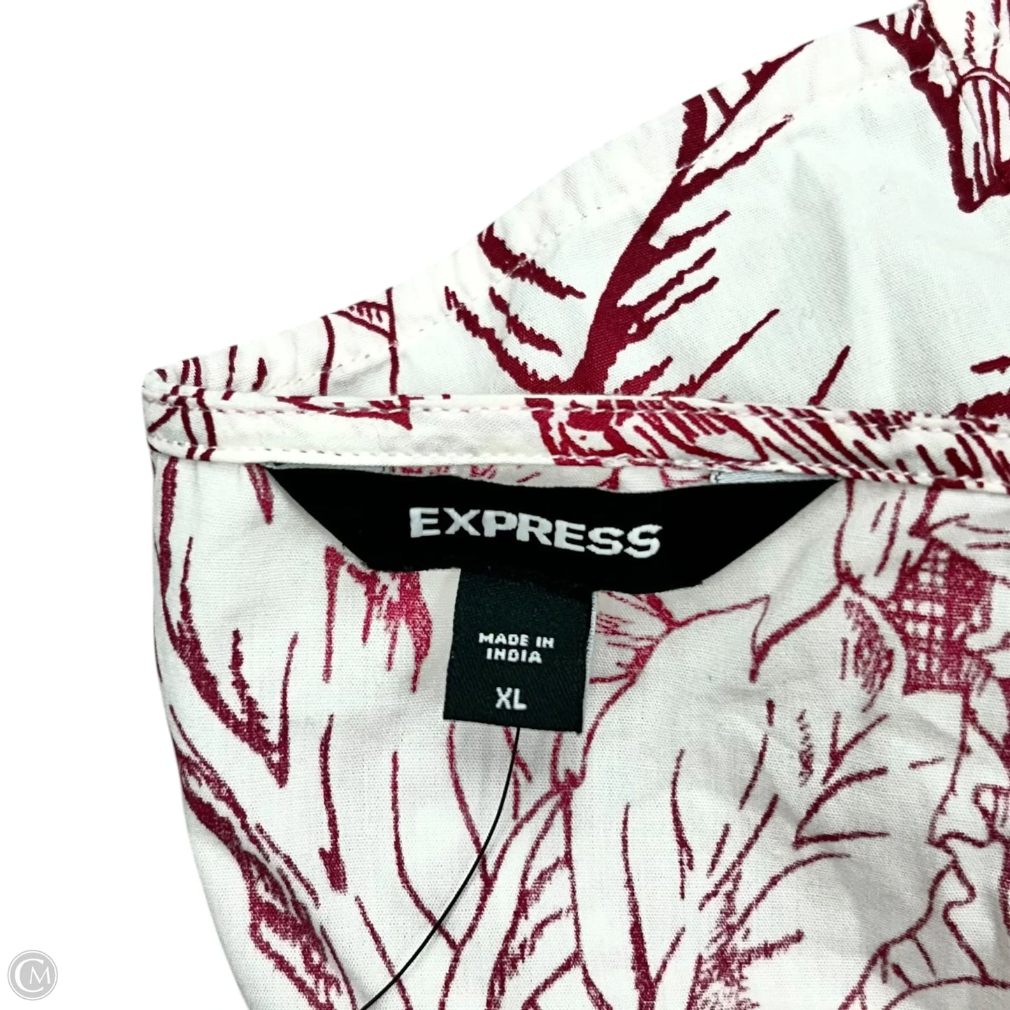 Blouse Long Sleeve By Express In Red & White, Size: Xl