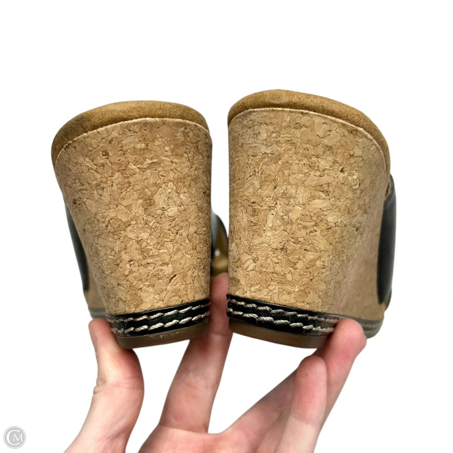 Sandals Heels Wedge By Clarks In Black & Brown, Size: 8.5