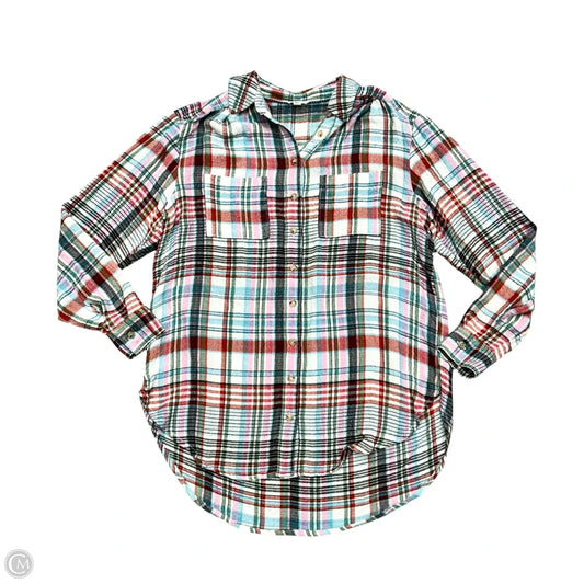 Blouse Long Sleeve By Pilcro In Plaid Pattern, Size: Xs