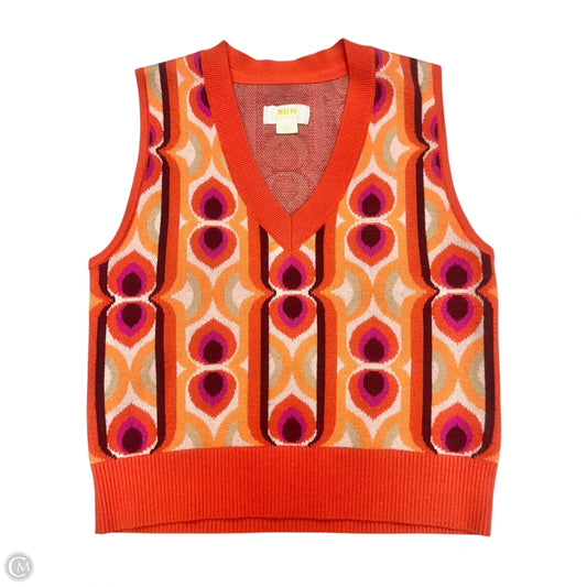 Vest Sweater By Maeve In Red & Tan, Size: Xs