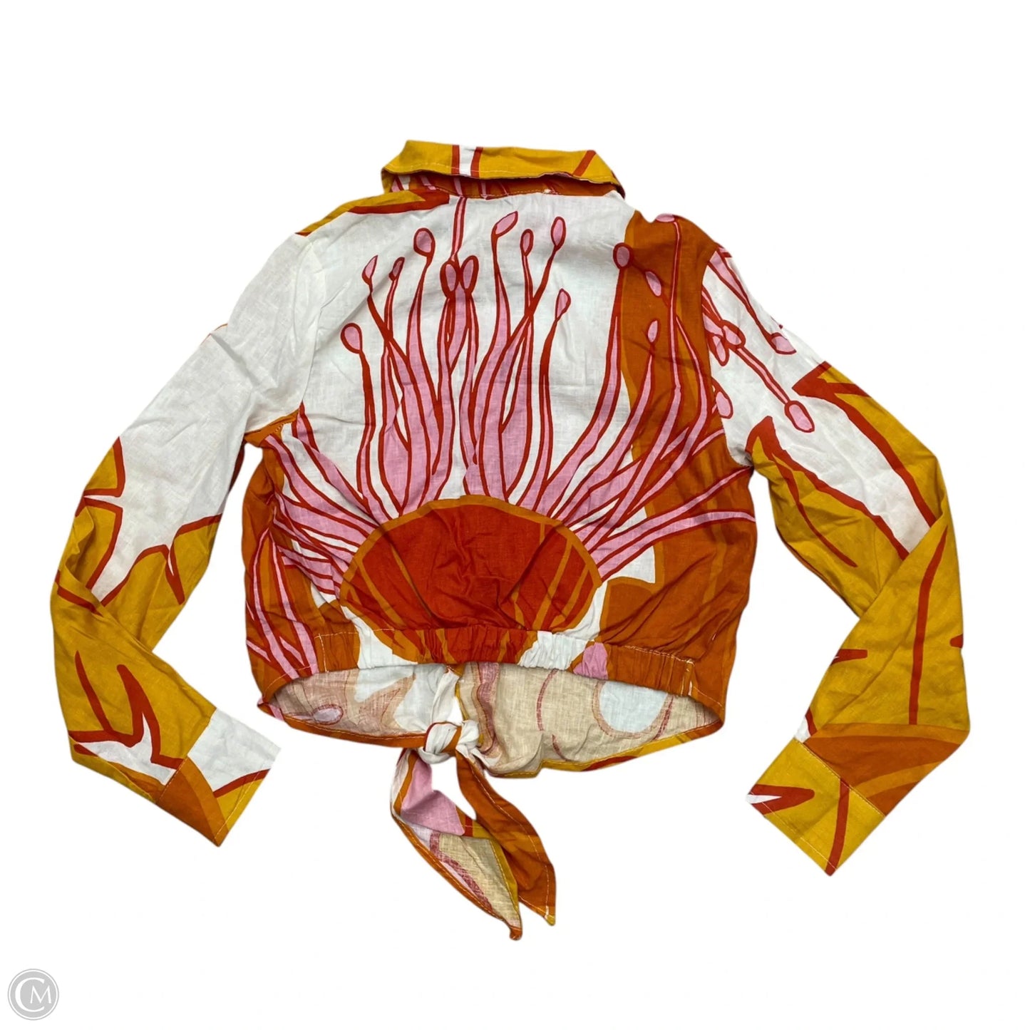Blouse Long Sleeve By Rachel Zoe In Orange & White, Size: Xs