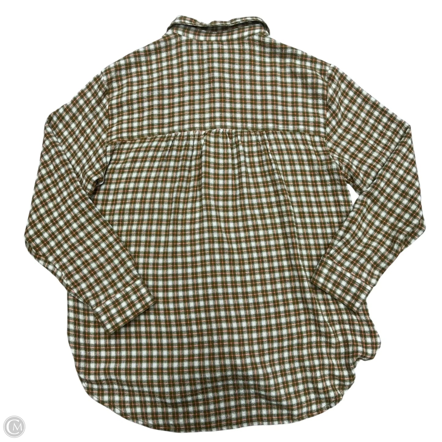 Top Long Sleeve By Pilcro In Green & White, Size: M