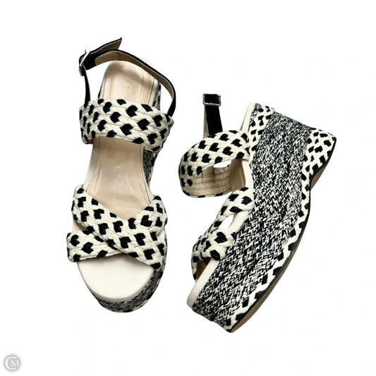 Sandals Heels Wedge By Free People In Black & Cream, Size: 7.5