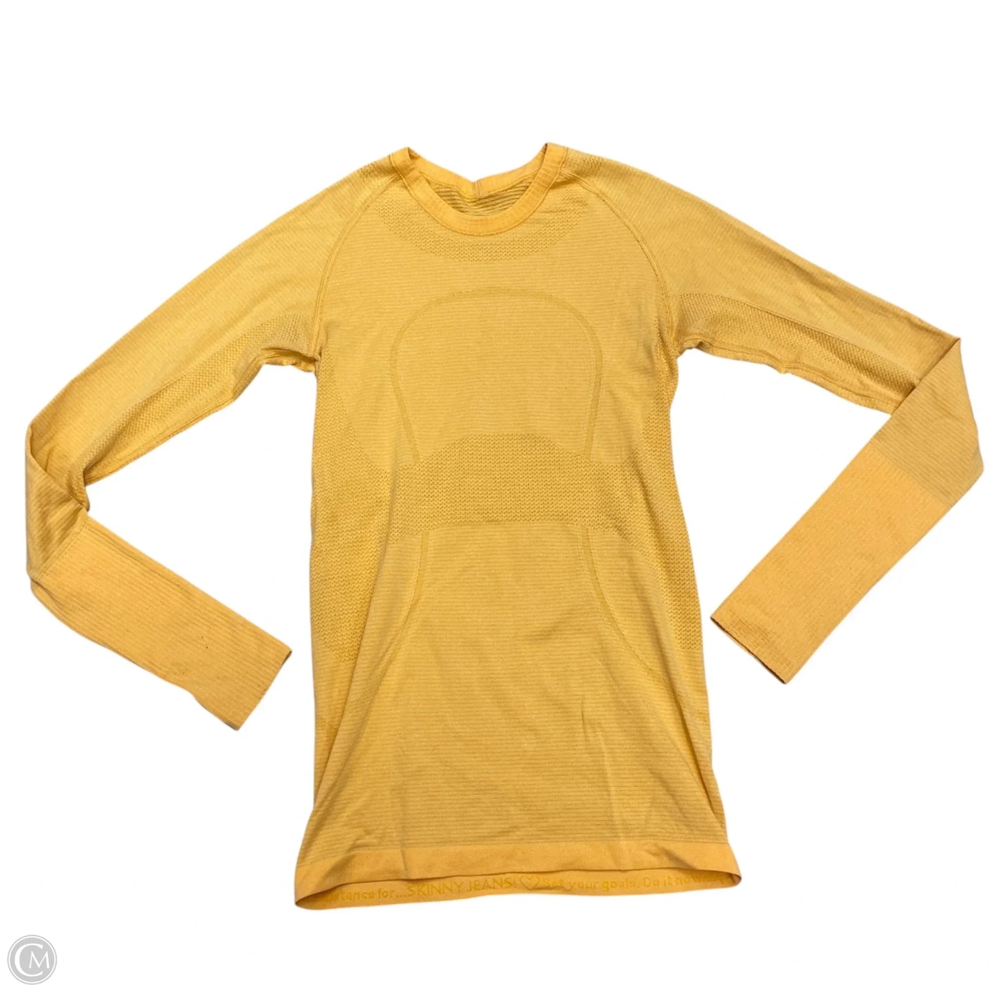 Athletic Top Long Sleeve Collar By Lululemon In Orange, Size: S