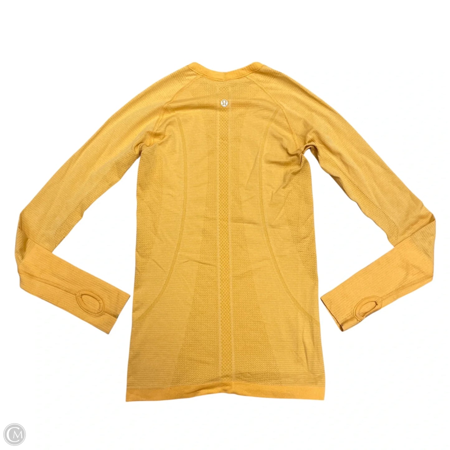 Athletic Top Long Sleeve Collar By Lululemon In Orange, Size: S