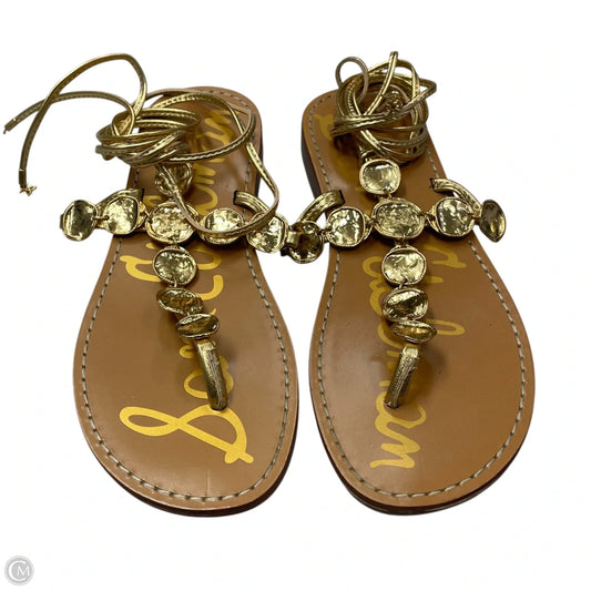 Sandals Flats By Sam Edelman In Brown & Gold, Size: 6