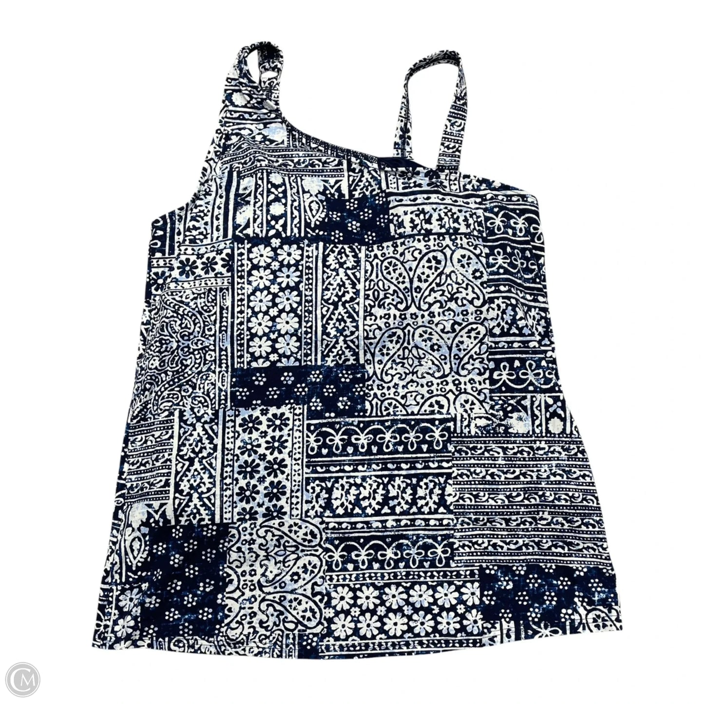 Swimsuit Top By Lands End In Blue & White, Size: M