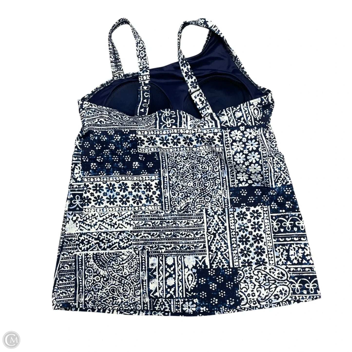 Swimsuit Top By Lands End In Blue & White, Size: M