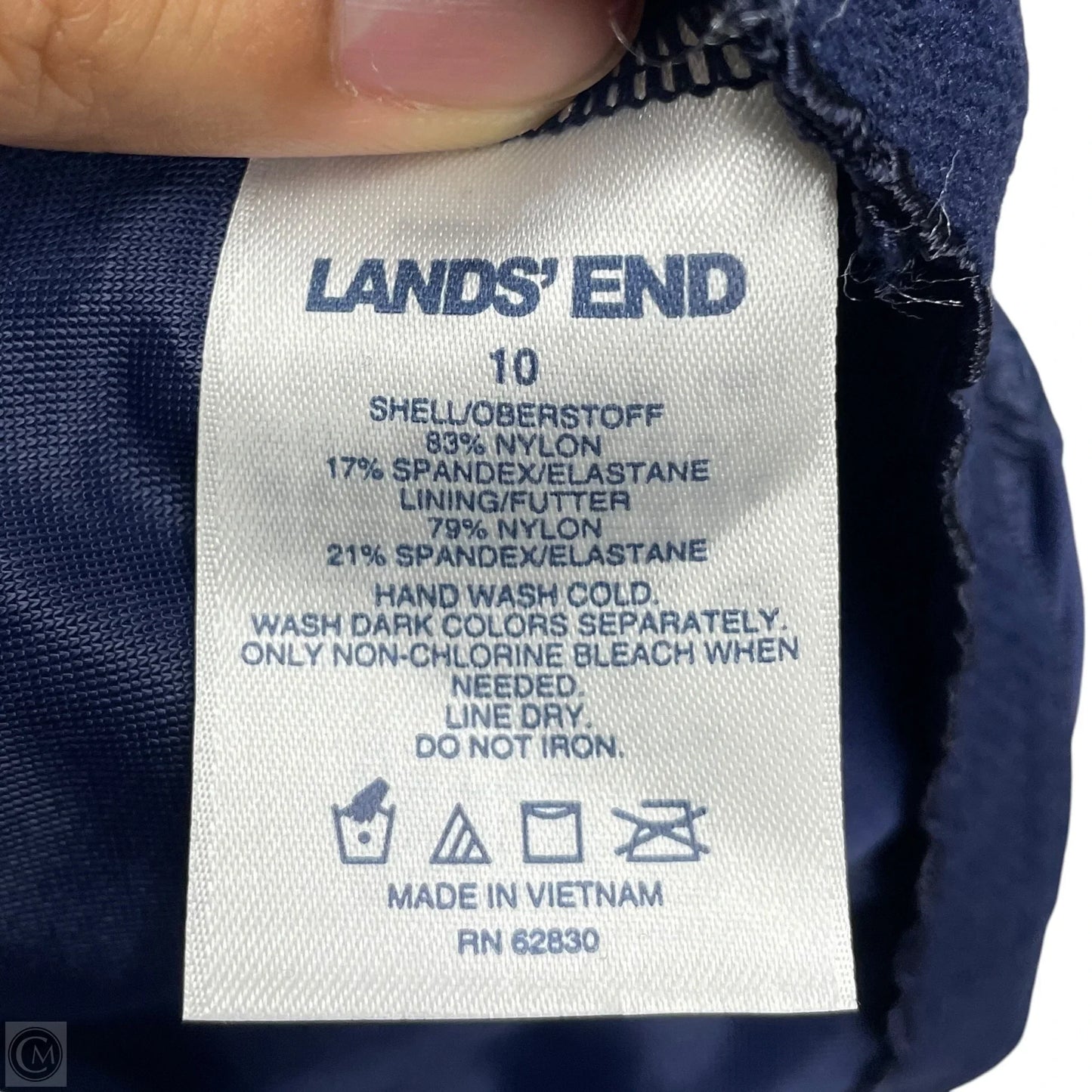Swimsuit Top By Lands End In Blue & White, Size: M