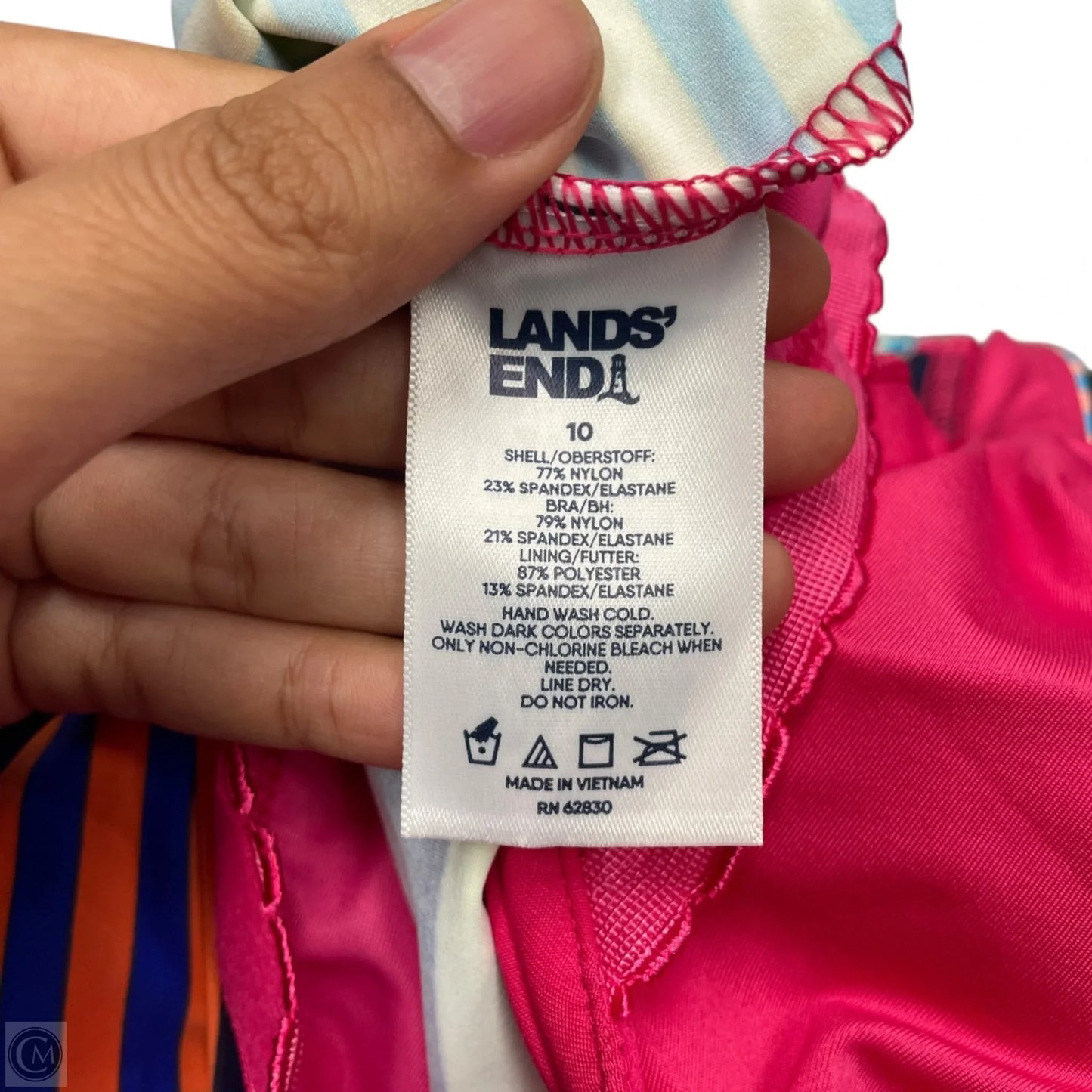 Swimsuit Top By Lands End In Blue & Pink, Size: M