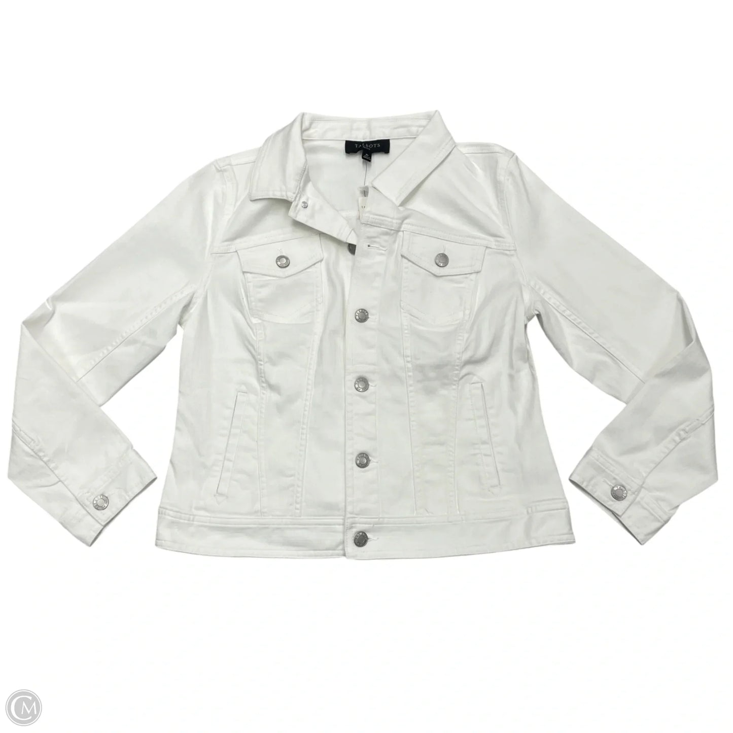 Jacket Denim By Talbots In White Denim, Size: Mp
