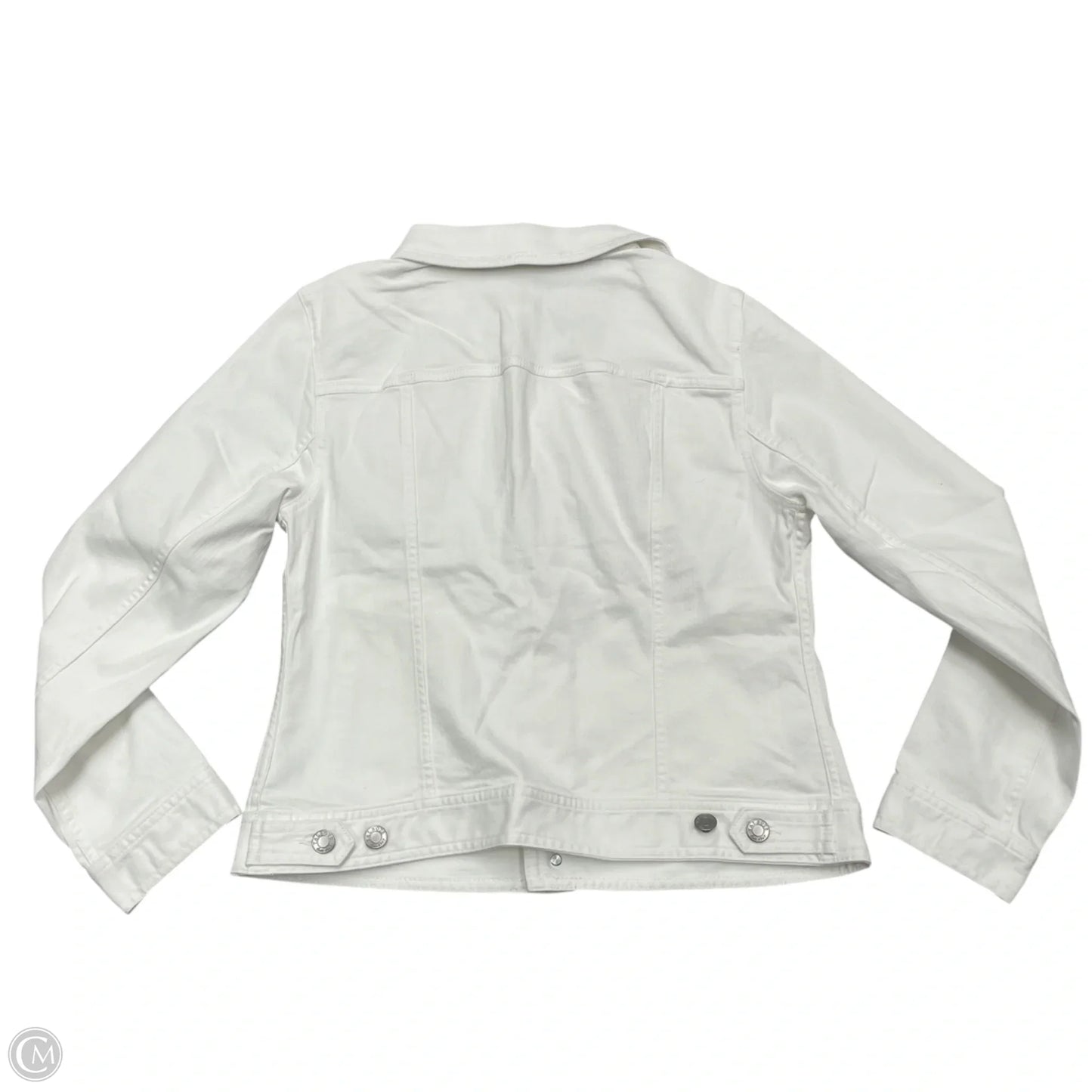 Jacket Denim By Talbots In White Denim, Size: Mp