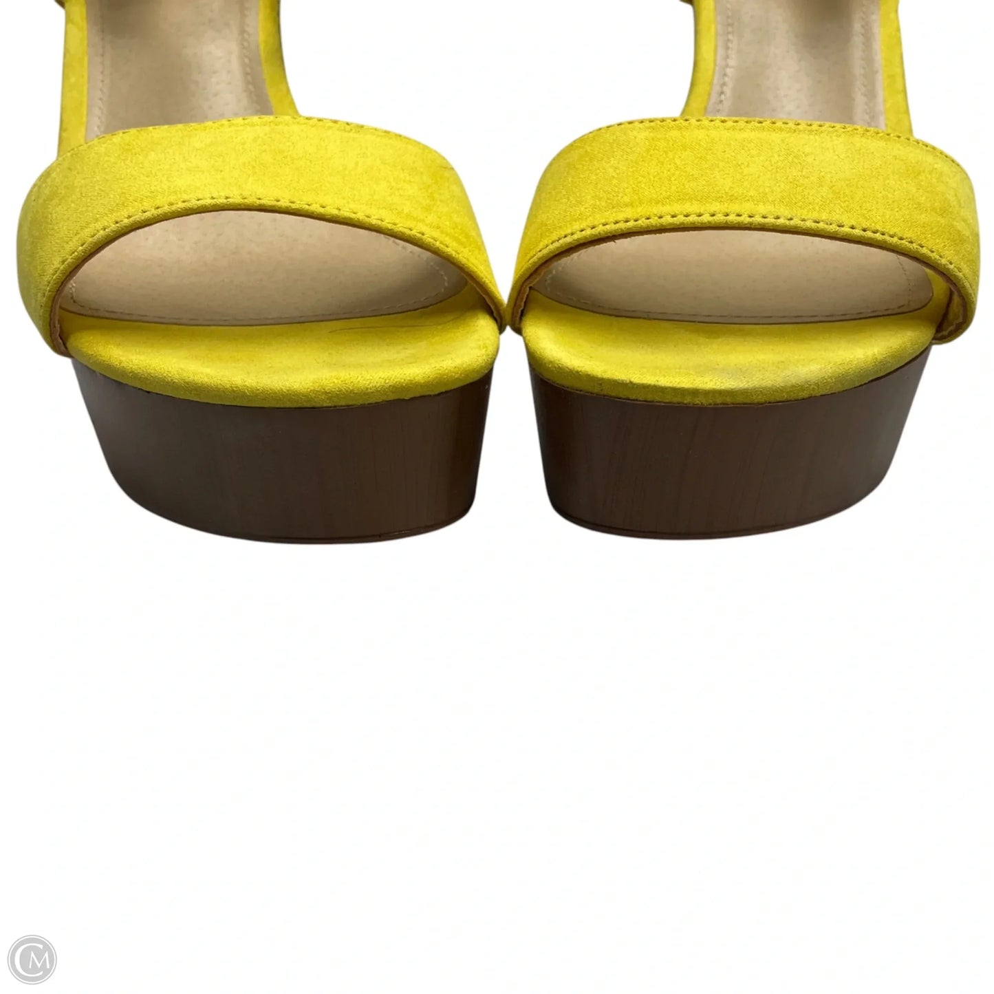 Sandals Heels Block By Just Fab In Brown & Yellow, Size: 11