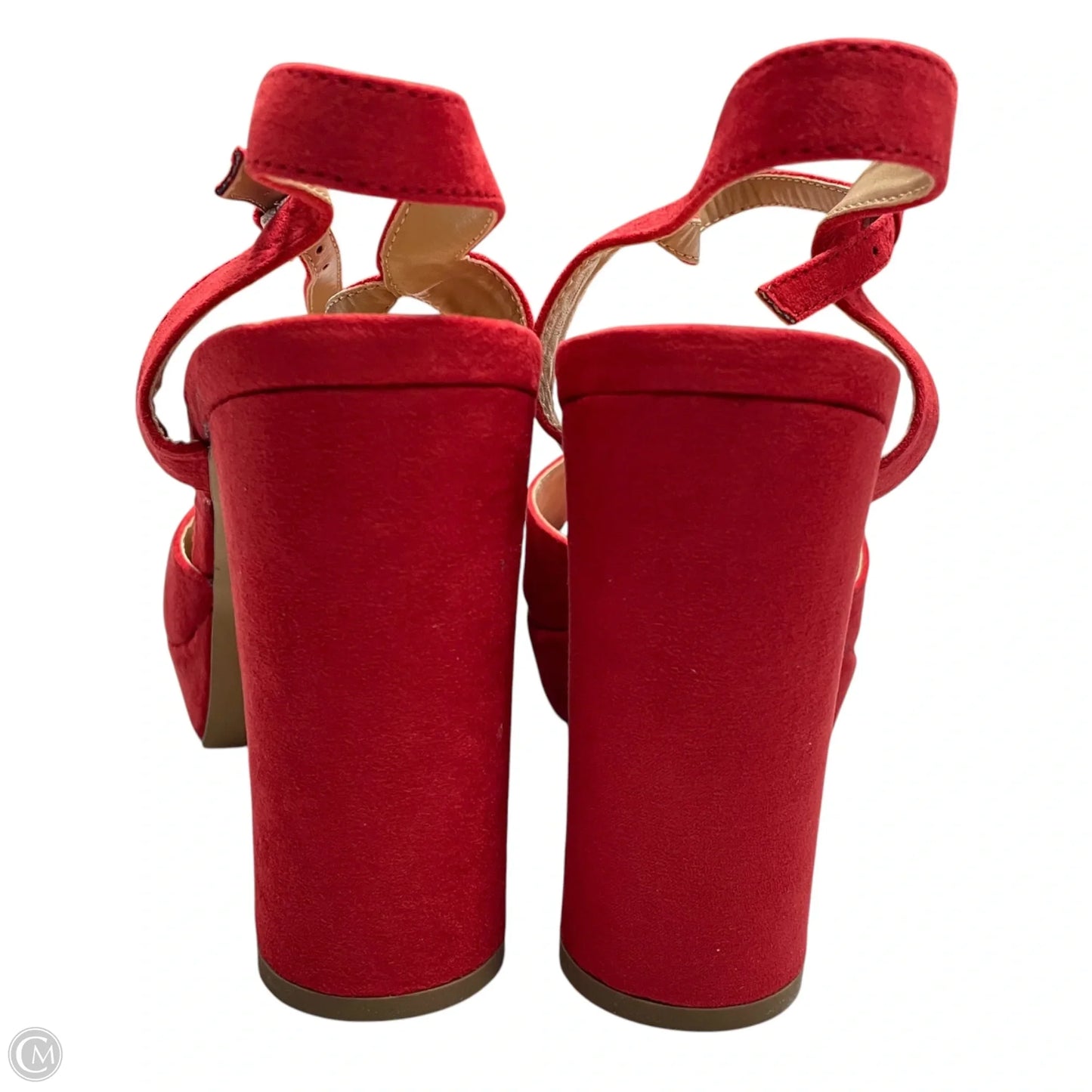 Sandals Heels Block By Ashley Stewart In Red, Size: 11