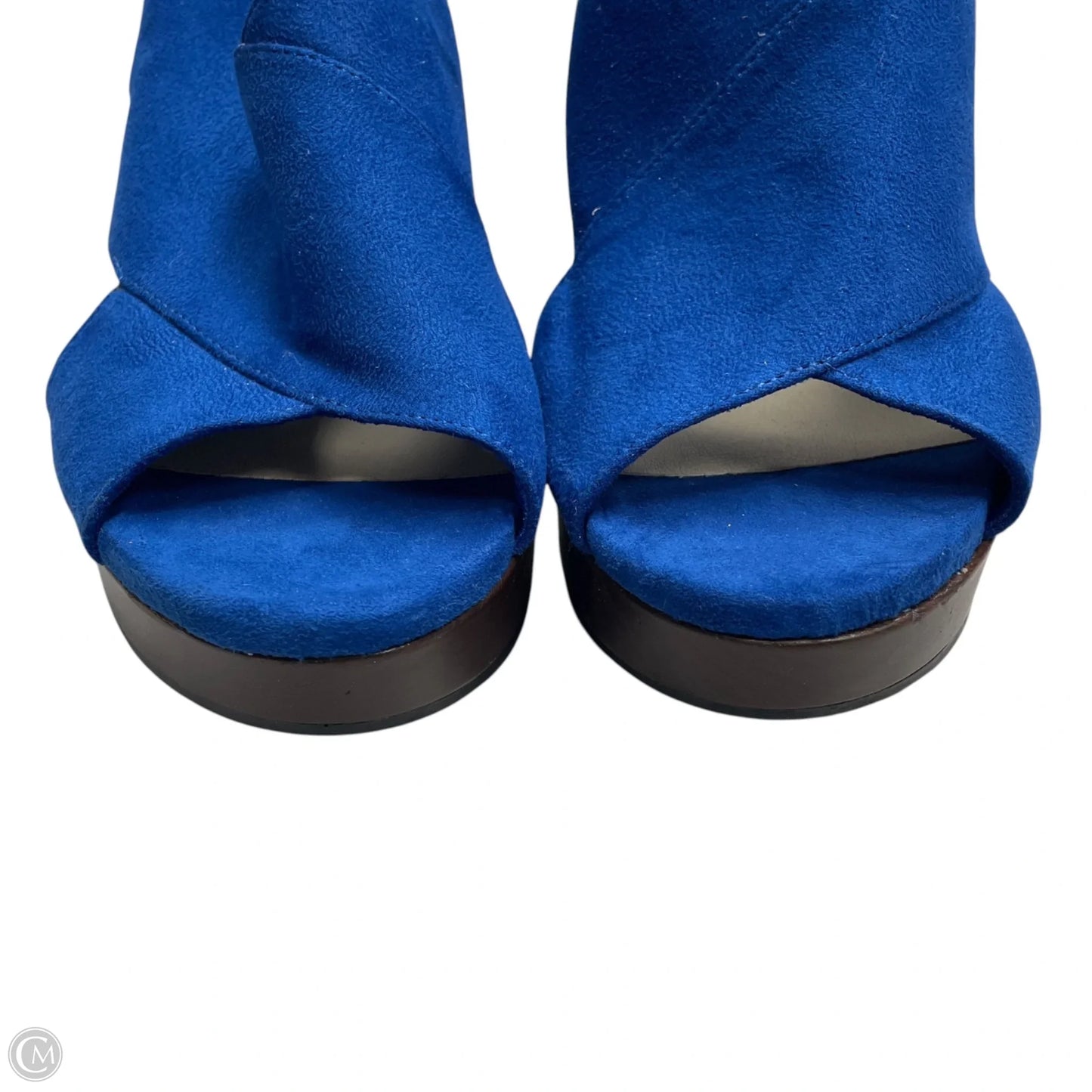 Sandals Heels Wedge By Montego Bay In Blue & Brown, Size: 12